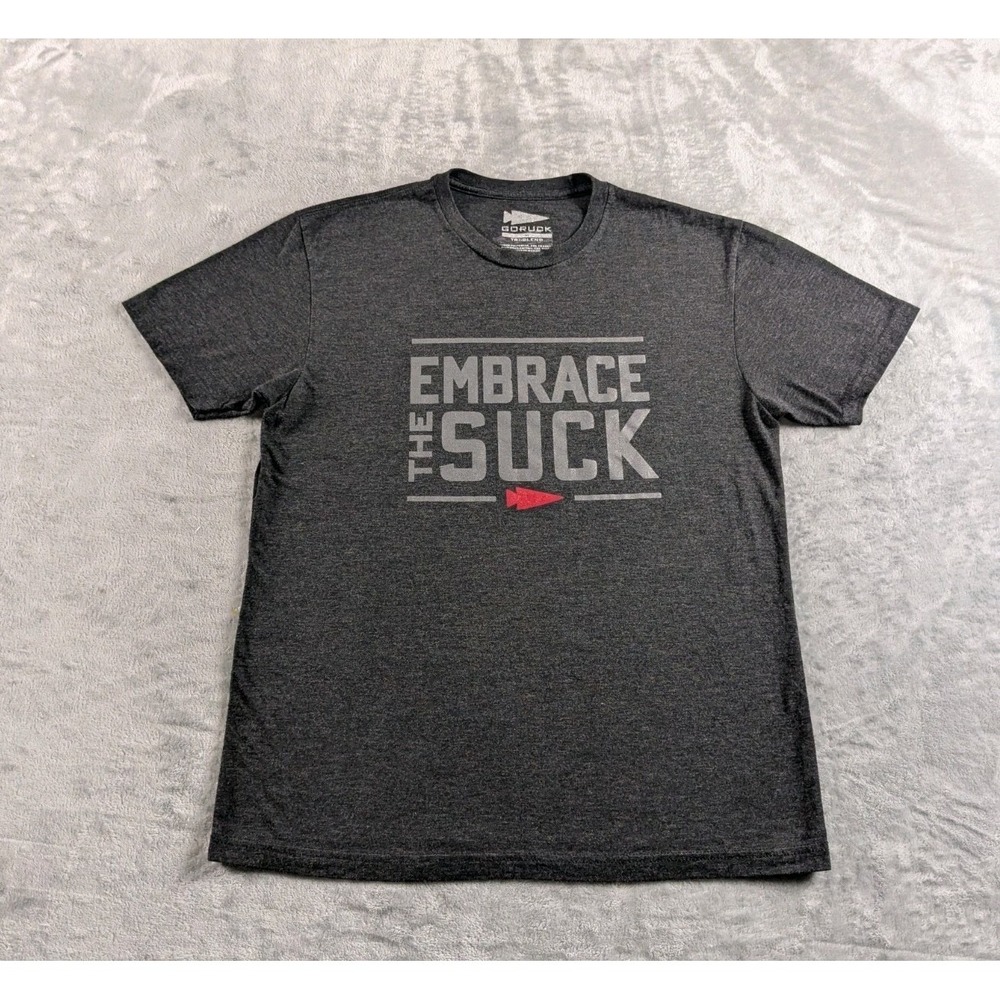 GoRuck Shirt Men Medium Gray Embrace The Suck Tee Tri Blend Short Sleeve Outdoor